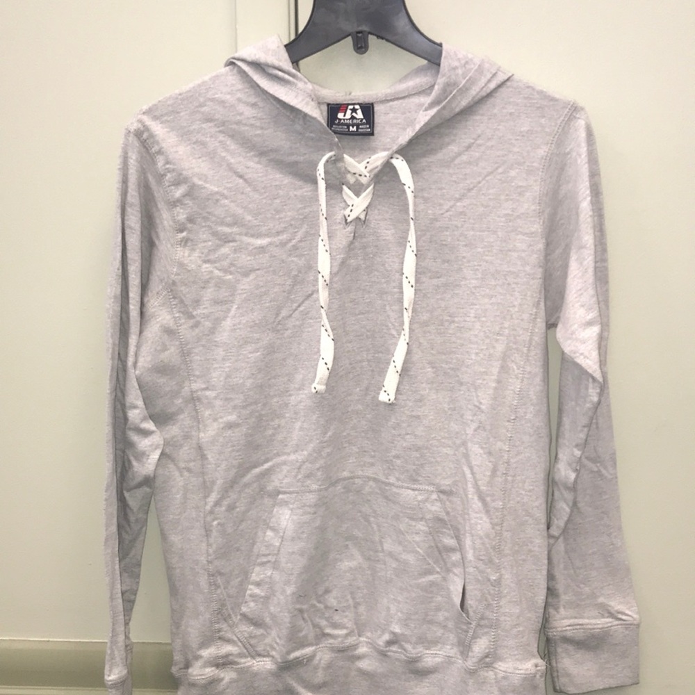 J America light weight gray hockey hoodie - Picture 1 of 2